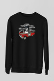 Vintage İskelet Sürücü Baskılı Unisex Siyah Sweatshirt