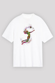 Voleybol Baskılı Unisex Beyaz Oversize Tişört - Tshirt