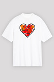 Voleybol Baskılı Unisex Beyaz Oversize Tişört - Tshirt