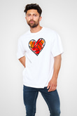 Voleybol Baskılı Unisex Beyaz Oversize Tişört - Tshirt