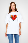 Voleybol Baskılı Unisex Beyaz Oversize Tişört - Tshirt