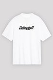 Voleybol Baskılı Unisex Beyaz Oversize Tişört - Tshirt