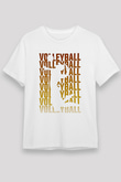 Voleybol Baskılı Unisex Beyaz Tişört - Tshirt
