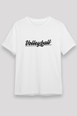 Voleybol Baskılı Unisex Beyaz Tişört - Tshirt