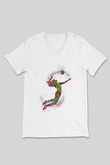 Voleybol Baskılı Unisex V Yaka Tişört - Tshirt