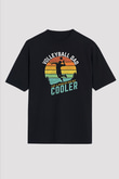 Voleybol - Volleyball Baskılı Unisex Siyah Oversize Tişört