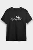 Voleybol - Volleyball Baskılı Unisex Siyah Tişört - Tshirt