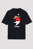 Voleybol - Volleyball Baskılı Unisex Siyah Oversize Tişört