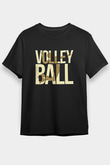Voleybol - Volleyball Baskılı Unisex Siyah Tişört - Tshirt