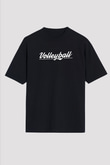 Voleybol - Volleyball Baskılı Unisex Siyah Oversize Tişört