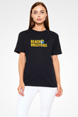 Voleybol - Volleyball Baskılı Unisex Siyah Tişört - Tshirt