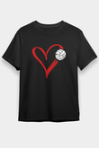Voleybol - Volleyball Baskılı Unisex Siyah Tişört - Tshirt