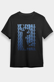Voleybol - Volleyball Baskılı Unisex Siyah Tişört - Tshirt