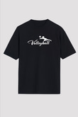 Voleybol - Volleyball Baskılı Unisex Siyah Oversize Tişört