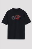 Voleybol - Volleyball Baskılı Unisex Siyah Oversize Tişört