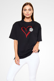 Voleybol - Volleyball Baskılı Unisex Siyah Oversize Tişört