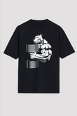 Vücut geliştirme Siyah Unisex Oversize Tişört T-Shirt