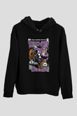 Waluigi Motocross Baskılı Unisex Siyah Hoodie