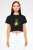 Warcraft Siyah Crop Top Tişört