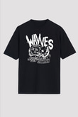 Wavves Siyah Unisex Oversize Tişört T-Shirt