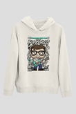 Weezer Buddy Holly Baskılı Unisex Beyaz Hoodie