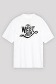 West Side Connection Baskılı Beyaz Unisex Oversize Tişört - Tshirt