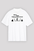 West Side Connection Baskılı Beyaz Unisex Oversize Tişört - Tshirt