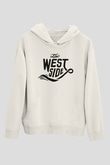 West Side Connection Baskılı Beyaz Unisex Kapüşonlu Sweatshirt