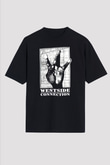 West Side Connection Baskılı Unisex Siyah Oversize Tişört - Tshirt