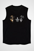 West Side Connection Baskılı Unisex Siyah Kolsuz Tişört - Tshirt