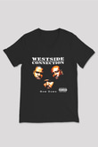 West Side Connection Baskılı Unisex Siyah V Yaka Tişört - Tshirt