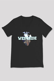 West Side Connection Baskılı Unisex Siyah V Yaka Tişört - Tshirt