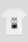 Whitesnake Baskılı Beyaz Unisex V Yaka Tişört - Tshirt