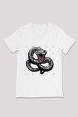 Whitesnake Baskılı Beyaz Unisex V Yaka Tişört - Tshirt