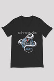 Whitesnake Baskılı Unisex Siyah V Yaka Tişört - Tshirt