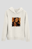 Whitney Houston Baskılı Unisex Beyaz Kapüşonlu Sweatshirt