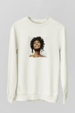 Whitney Houston Baskılı Unisex Beyaz Sweatshirt