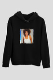 Whitney Houston Baskılı Unisex Siyah Hoodie