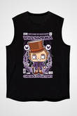Willy Wonka Çikolata Fabrikası Baskılı Unisex Siyah Kolsuz Tişört
