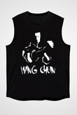 Wing Chun Baskılı Unisex Siyah  Kolsuz Tişört
