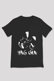 Wing Chun Baskılı Unisex Siyah  V Yaka Tişört