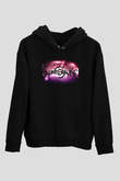 Wintersun Baskılı Unisex Siyah Kapüşonlu Sweatshirt