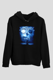 Wintersun Baskılı Unisex Siyah Kapüşonlu Sweatshirt