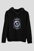 Wintersun Baskılı Unisex Siyah Kapüşonlu Sweatshirt