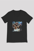 Wiz Khalifa Baskılı Unisex Siyah V Yaka Tişört