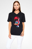 Woody Woodpecker Siyah Unisex V Yaka Tişört
