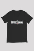WrestleMania Siyah Unisex  V Yaka Tişört