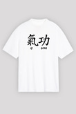 Wushu Baskılı Unisex Beyaz Oversize Tişört - Tshirt