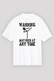 Wushu Baskılı Unisex Beyaz Oversize Tişört - Tshirt