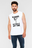 Wushu Baskılı Unisex Kolsuz Beyaz Tişört